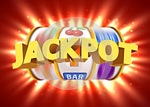 Golden slot machine wins the jackpot. Big win concept. Casino jackpot.