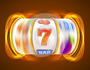 Golden slot machine wins the jackpot. Casino concept.