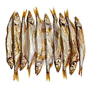 Golden smoked sprats photo