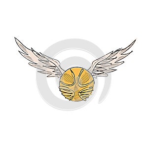 The golden snitch from the movie Harry Potter.