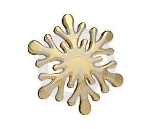 Golden snowflake 3D render