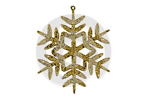 Golden snowflake on isolated background