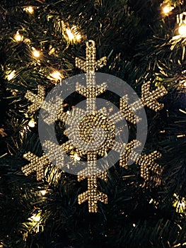 Golden snowflake ornament