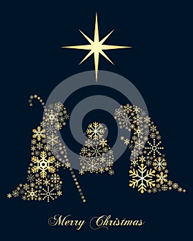 Golden Snowflakes Christmas Nativity