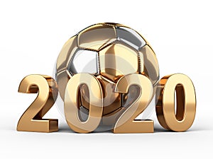 Golden soccer ball with 2020 inscription