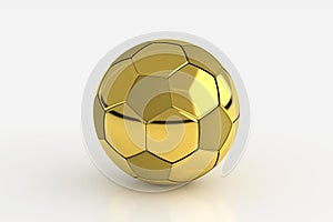 Golden Soccer Ball Isolated on White, 3D Rendering