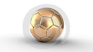 Golden Soccer Ball isolated on white background. 3D-rendering.