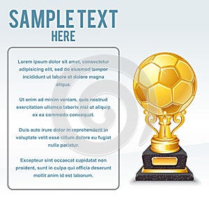 Golden Soccer Cup Vector. Ready for Your Text