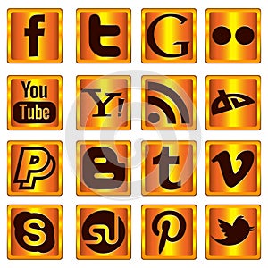 Golden Social Media Icons