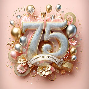 Golden Sparkles 75th Birthday with Pastel Florals