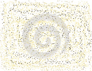 Golden sparkles and dots, gold glitter background, abstract. Vector illustration