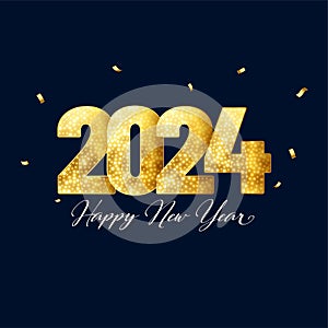 golden sparkling 2024 happy new year background with confetti decor