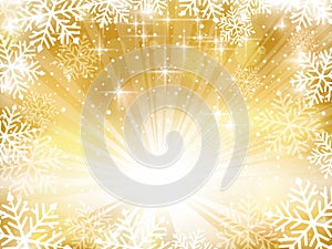 Golden sparkling Christmas background with snowflakes