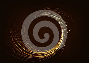 Golden Sparkling Spiral on Dark Background