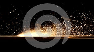 Golden Sparks Exploding From Metal Surface