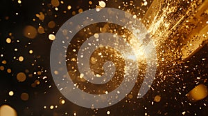 Golden Sparks Exploding From Metal Welding Process