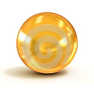 Golden sphere on white background