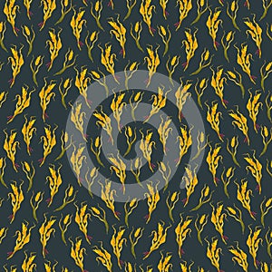 Golden spikelets of rye in an endless pattern