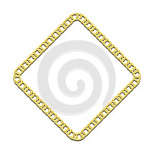 Golden square chain frames for decorative headers. Gold metal double weave chain frames isolated on white background. Vector