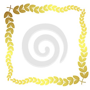 Golden square frame Flower wreath vector Black golden wreath White congratulations banner icon triumph leaf formal floral
