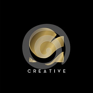 Golden Square Negative Space C letter Logo. Creative design concept square shape with negative space letter C logo for initial