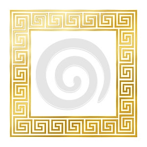Golden Square With Seamless Meander Design photo