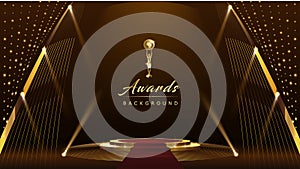 Golden Stage Spotlights Royal Awards Graphics Background. Modern Abstract Background. Royal Awards Graphics Background.