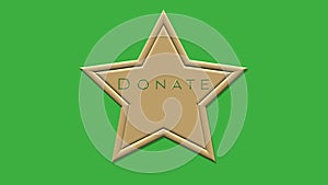 Golden star button DONATION. Donate Icon on the green screen