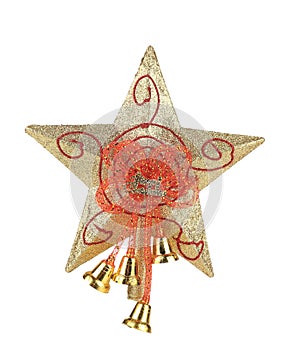 Golden star christmas decoration.