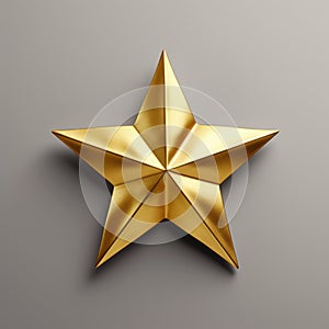 Golden Star On Grey Background: Realistic Form, Eco-friendly Craftsmanship