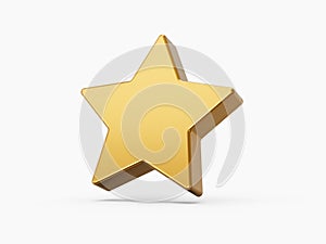 Golden star icon isolated on white background. 3d illustration