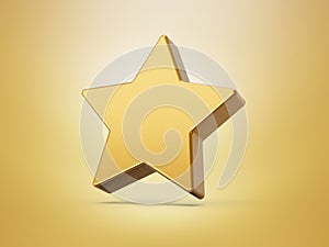 Golden star icon isolated on white background. 3d illustration