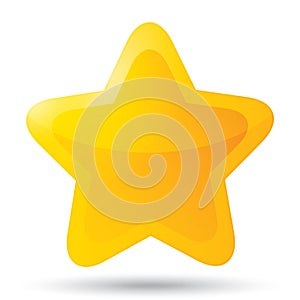 Golden star icon for rating on white background.