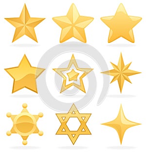 Dorado estrella iconos 