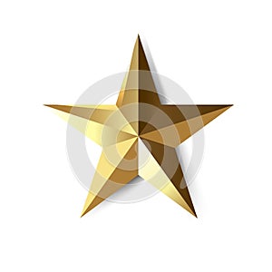 Golden Star Isolated White Background