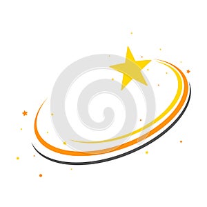 Golden star logo vector icon design. Technology circle logo and symbols. Shooting star symbol illustration