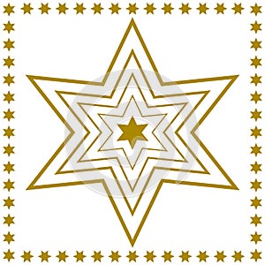Golden star outlines inside each other with star-edge