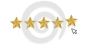 Golden star rating mouse click icon vector illustration