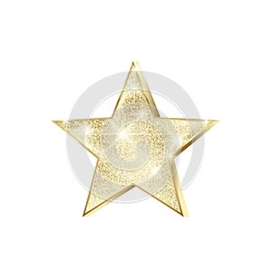 Golden star scatter glitters. Shiny Christmas decoration. Gold Star with sparkles. Vector illustration isolated on white photo