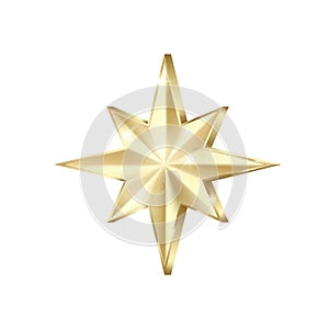 Golden star scatter glitters. Shiny gold star with sparkles. Vector illustration isolated on white