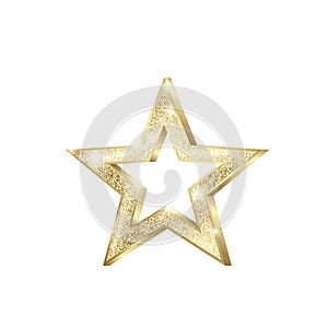 Golden star. Shiny Christmas decoration element. Gold Star with glitters. Vector illustration isolated on white background