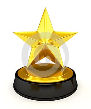 Golden star trophy - 3d render