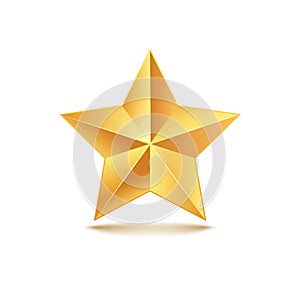 Golden star vector 3d illustration. Gold medal star isolated decoration icon