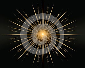 a golden starburst on a black background