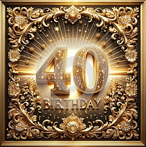 Golden Starlight 40th Birthday Celebration Frame