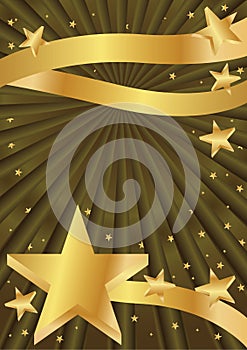 Golden stars background ray brown