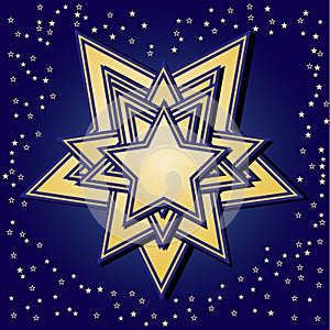 Golden stars on blue background