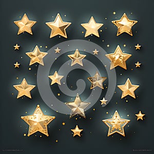 Golden stars isolated on background