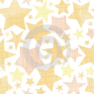 Golden stars textile textured seamless pattern