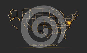 Golden state map, USA vector background